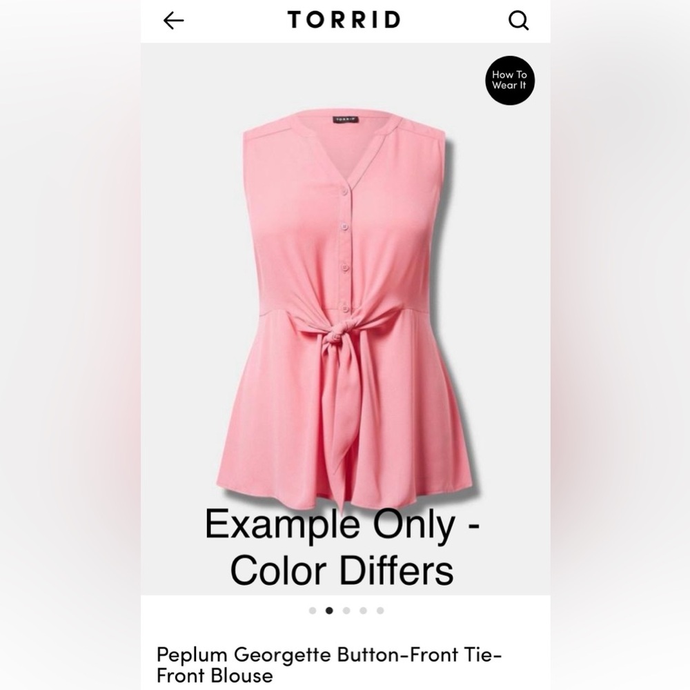 Torrid Size 4 – White Peplum Georgette Button Front Tie Front Blouse - Like New
